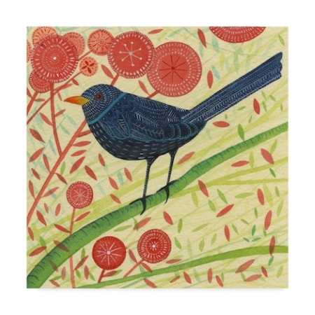 Michelle Campbell 'Blackbird Red Floral' Canvas Art,35x35